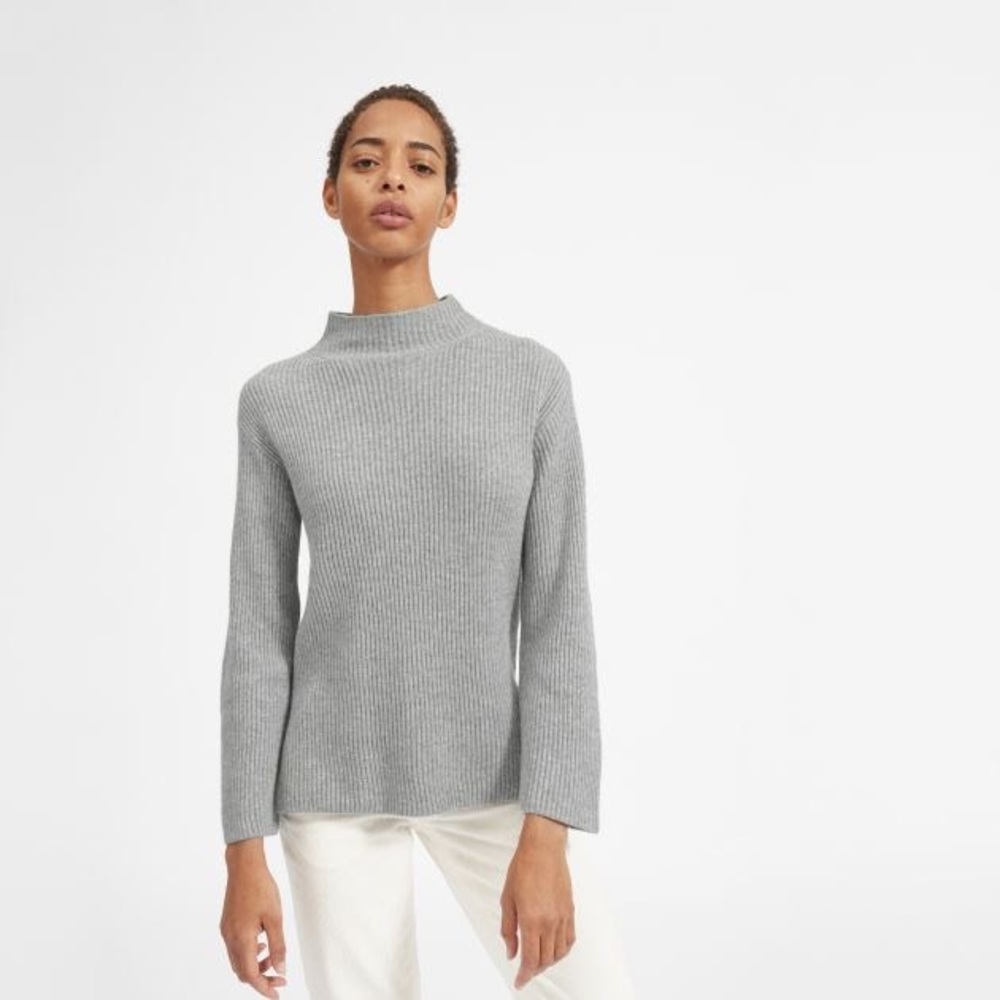Everlane grey Cashmere Rib Mockneck Sweater
